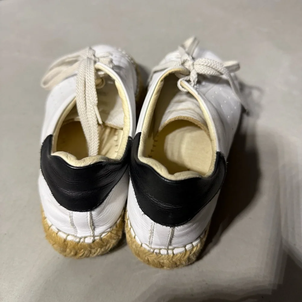 The Shoe Box White Leather Espadrille Sneakers